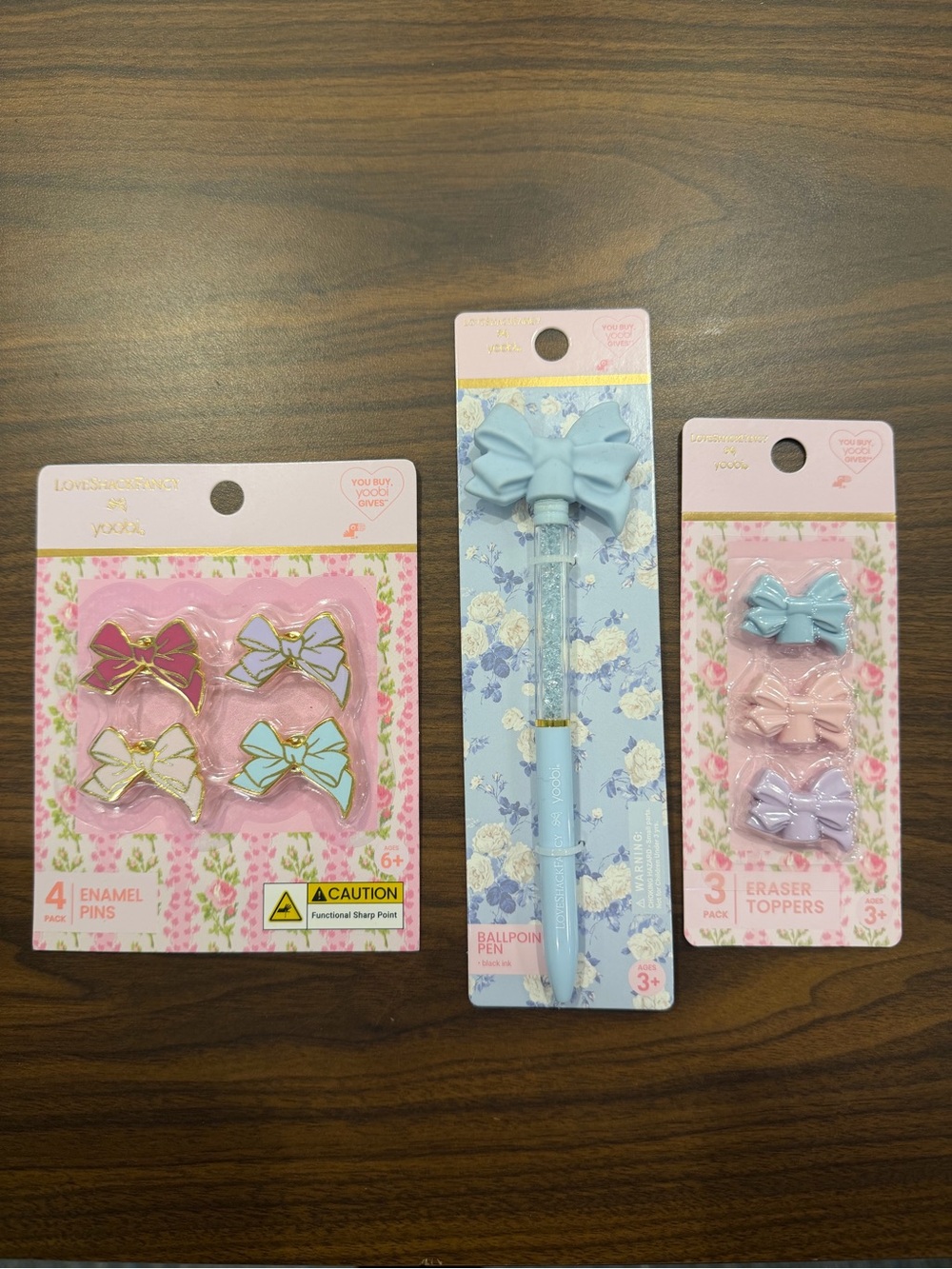 Love Shack Fancy Cute Bow Accessories Light Blue Bow Pen & Bow Erasers and Pins